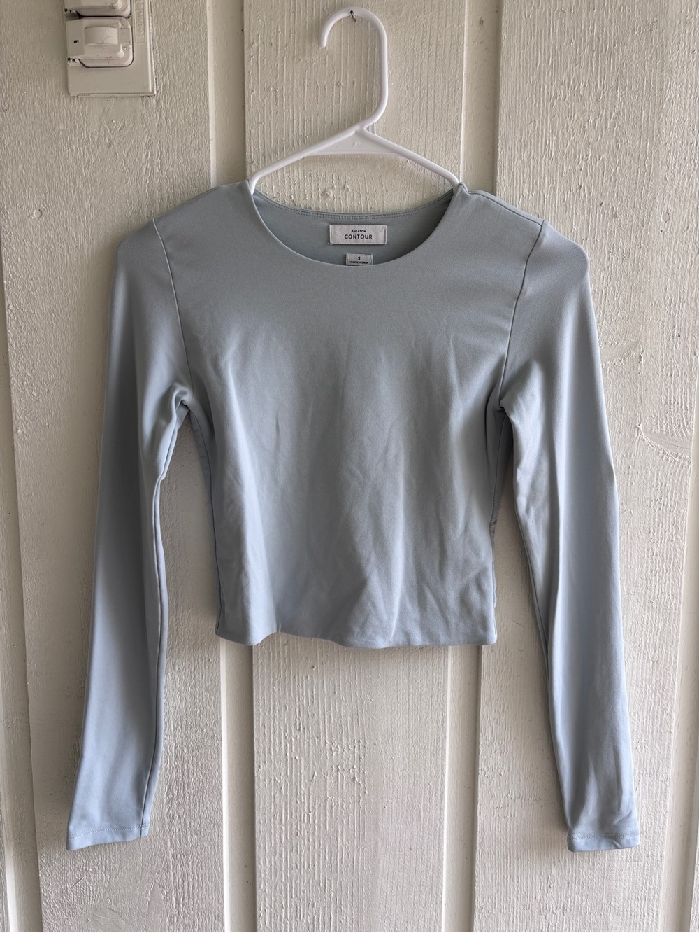 Babaton-Contour Light Blue Long-Sleeve Crewneck Top